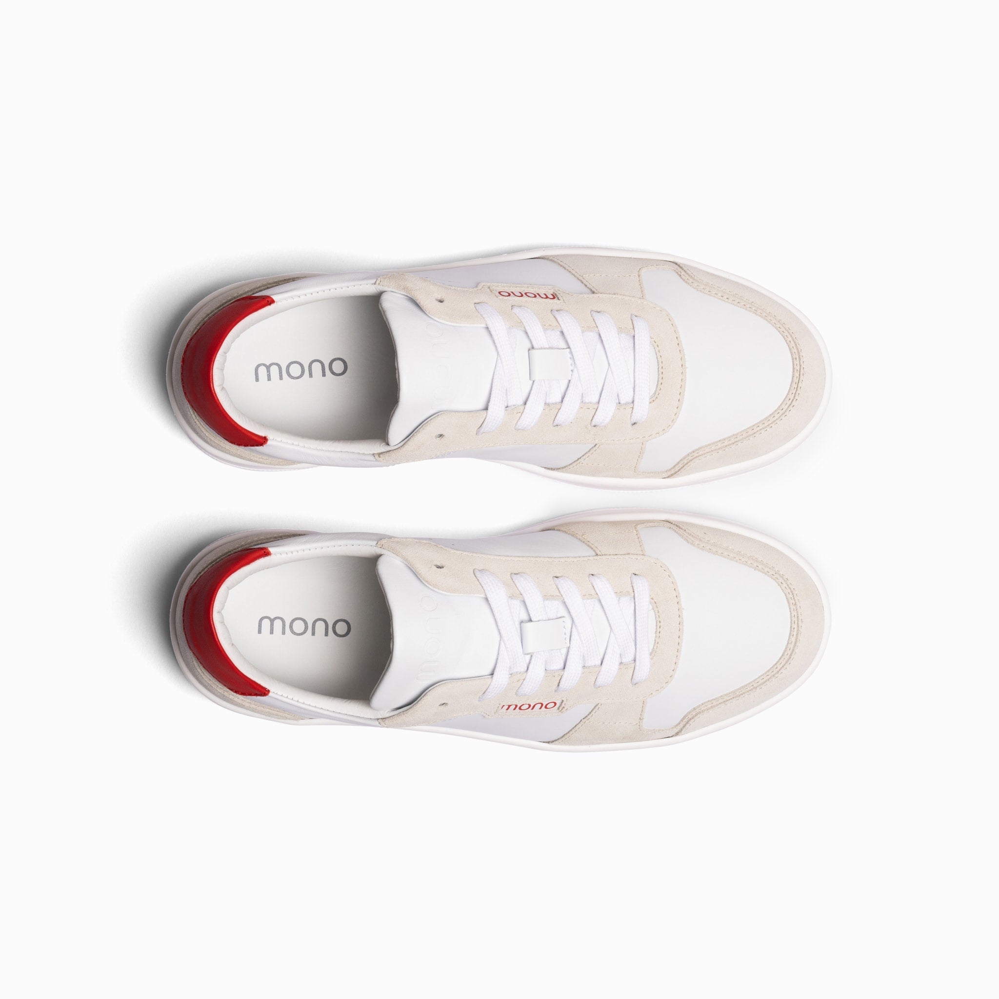 Game - Flat Leather - White Red - Man – handcrafted Game by mono made in Portugal