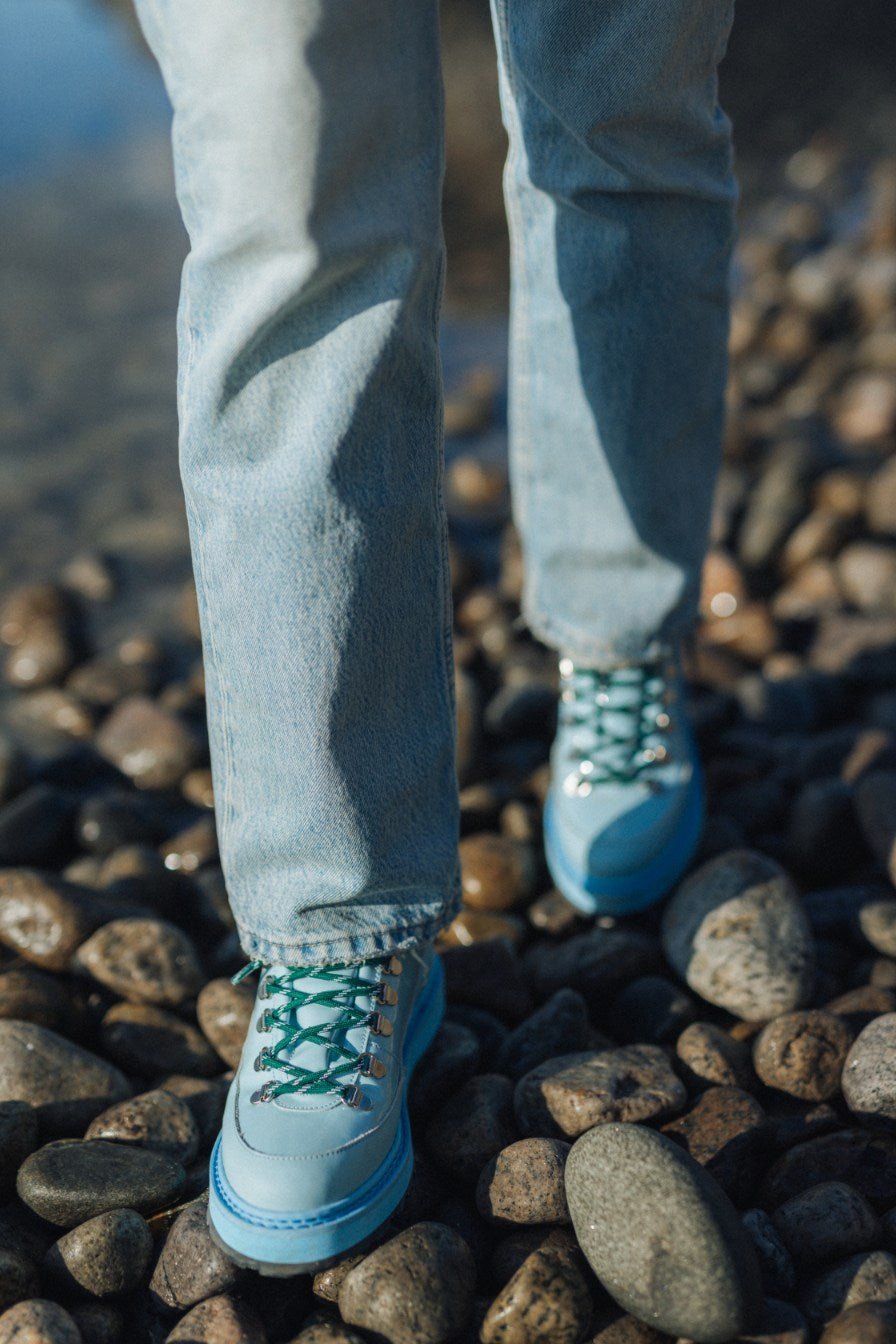 Core Cap - Patent Leather - Light Blue - Woman – handcrafted Core Cap by mono made in Portugal