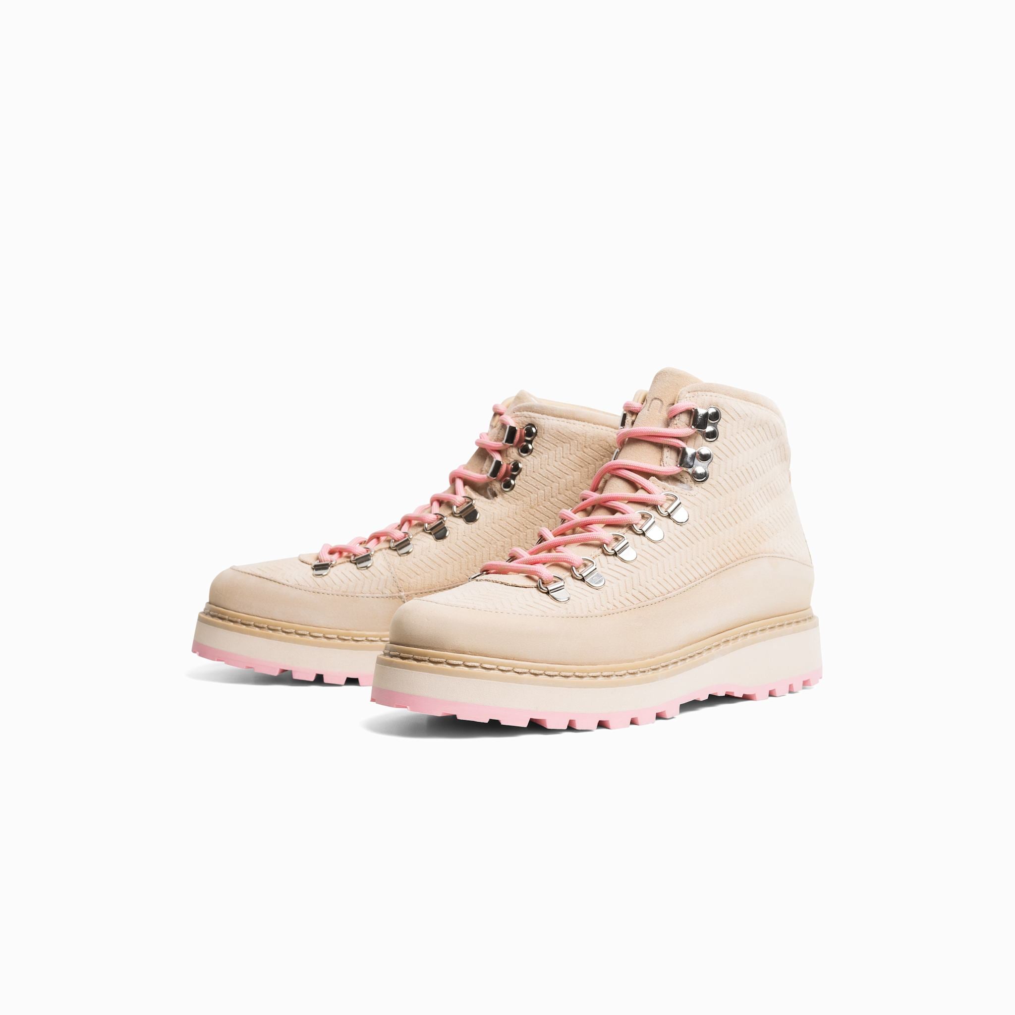 Mono Core Cap Braided boot in sand/pink — crafted in Portugal with Nordic design details.