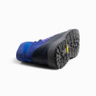 Blue and black boot sole on a white background. Vibram sole