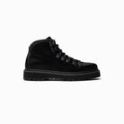 A black classic hiking boot with lace-up closure, made from premium materials, designed for women.